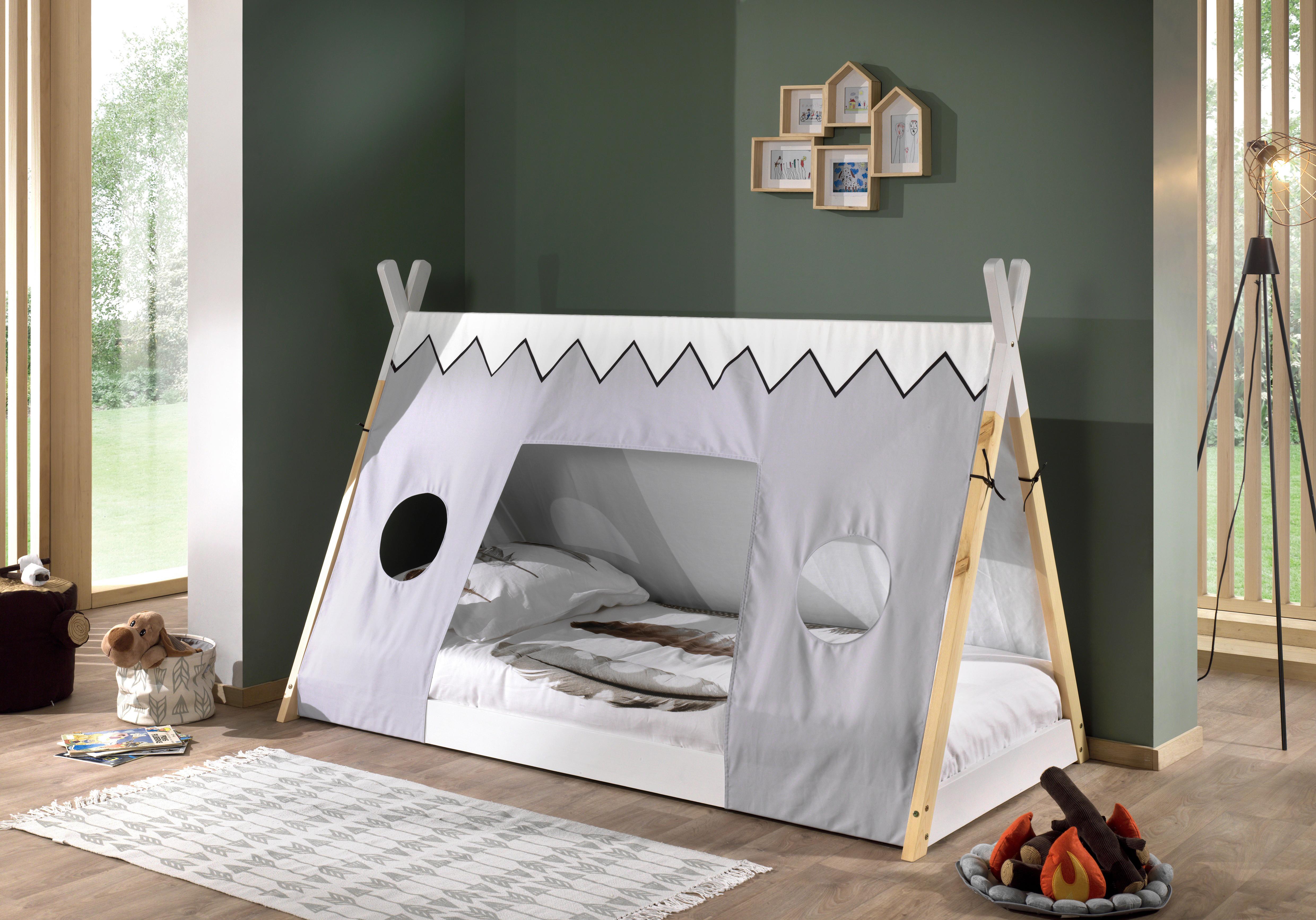 Hausbett Tipi Weiß Lackiert 90x200cm - Naturfarben/Weiß, MODERN, Holz (90/200cm) - MID.YOU