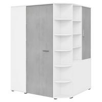 Rohová skříň YOUNG dekor bílá/beton - šedá/bílá, Konvenční, kompozitní dřevo/plast (124/198/148cm) - Mömax
