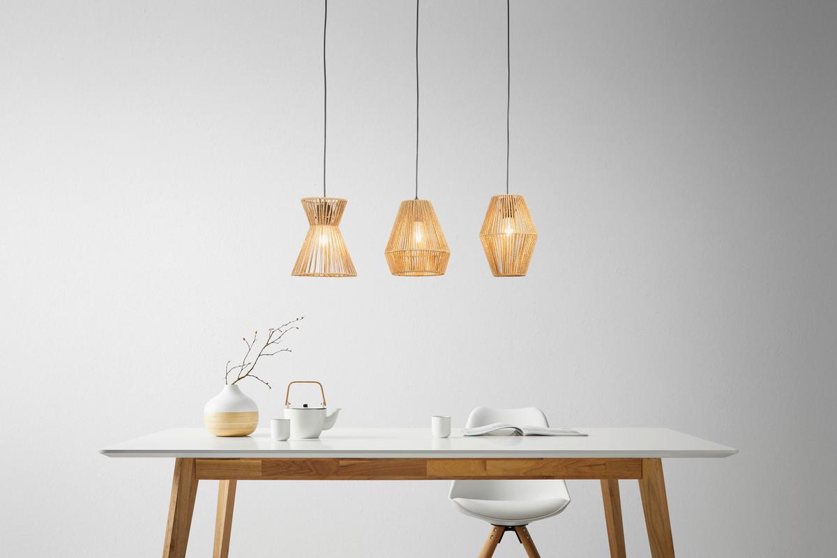 Závesné svietidlo Naturm - černá/přírodní barvy, Konvenční, kov/papír (80/20/120cm) - Modern Living