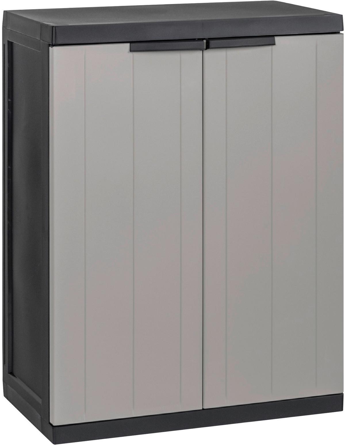 Werkzeugschrank Bio Midi Klein 65x85x37 cm versperrbar - Hellgrau/Schwarz, Basics, Kunststoff (65/85/37cm)