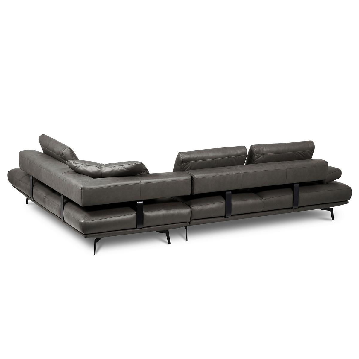 Ecksofa Como Echtleder Anthrazit 306x237 - Anthrazit/Schwarz, Design, Leder (306/237cm) - Livetastic