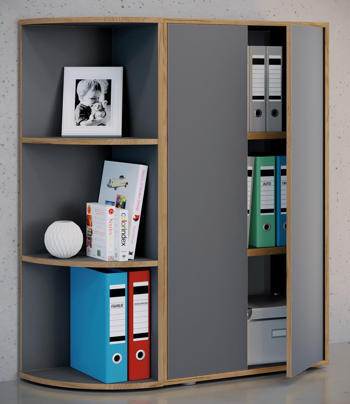 Eckregal Salia Anthrazit/Honigreiche B: 33 cm - Honigeiche/Anthrazit, Design, Holzwerkstoff (33/110/33cm) - Livetastic