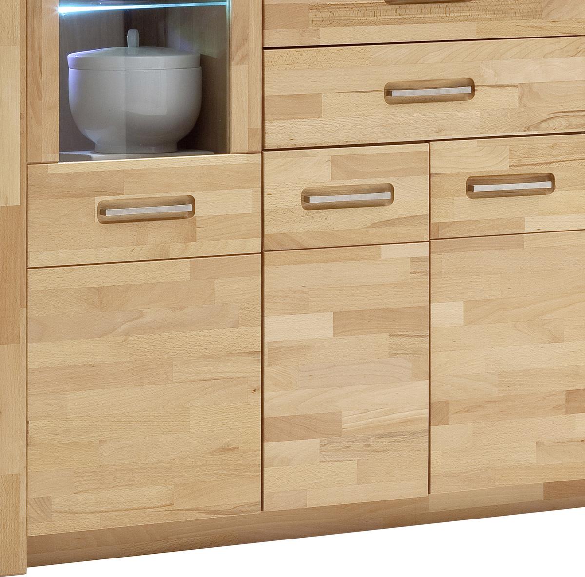 Highboard Fenja Buchefarben, B: 163 cm - Buchefarben, Design, Glas/Holz (163/122/40cm) - MID.YOU