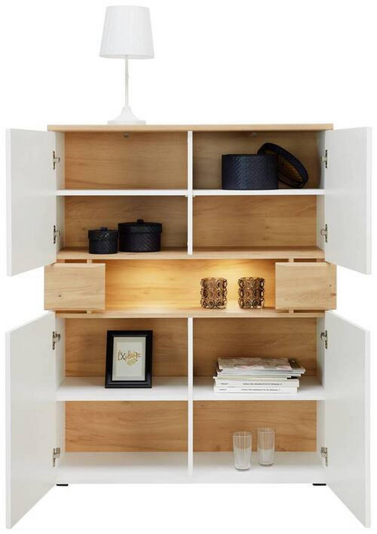 VYSOKÁ KOMODA DIMITRI - Moderní, kompozitní dřevo/plast (100/128/42cm)