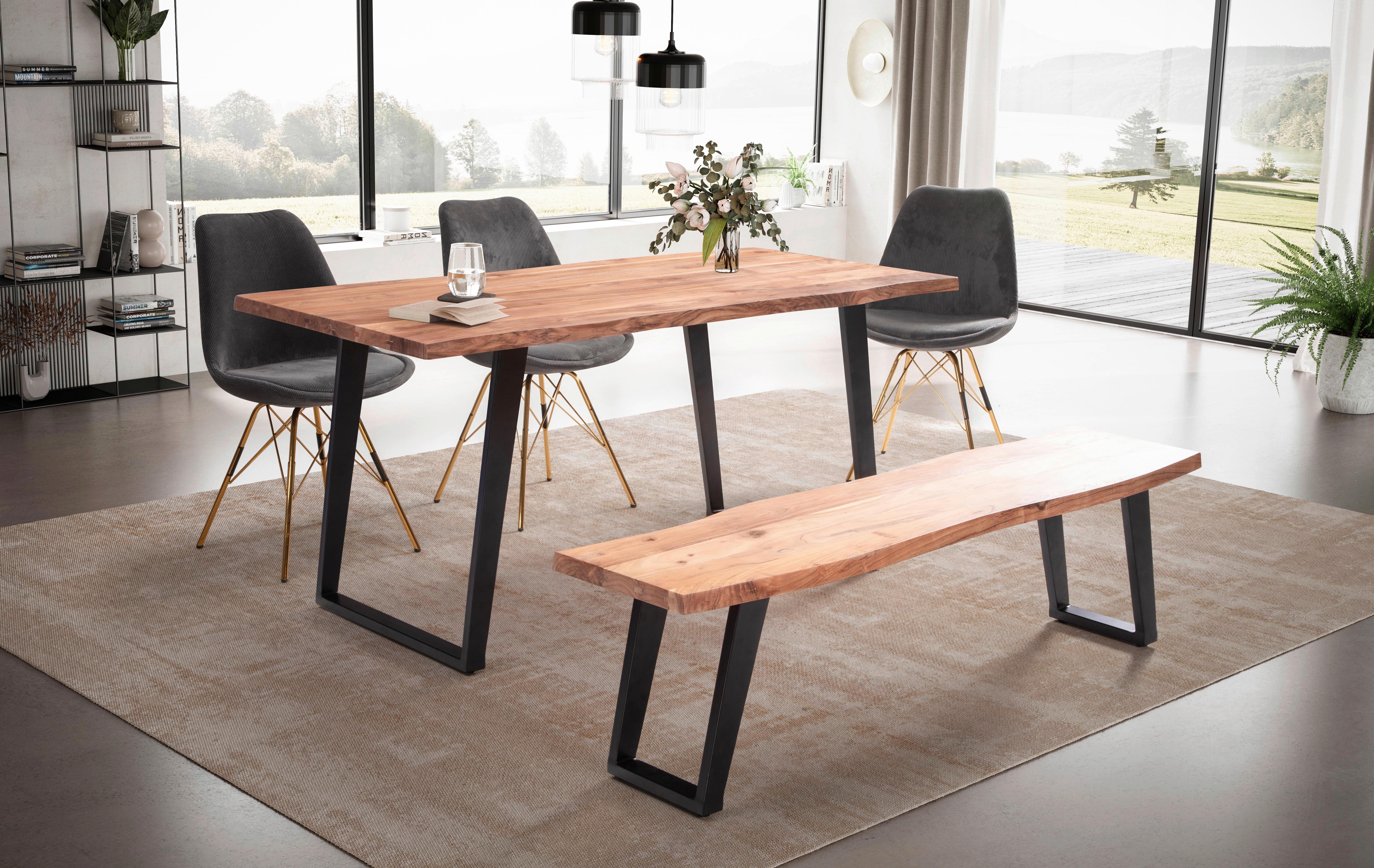 Esstisch Wl7.256 - Schwarz/Akaziefarben, MODERN, Holz/Metall (120/60/76cm) - MID.YOU