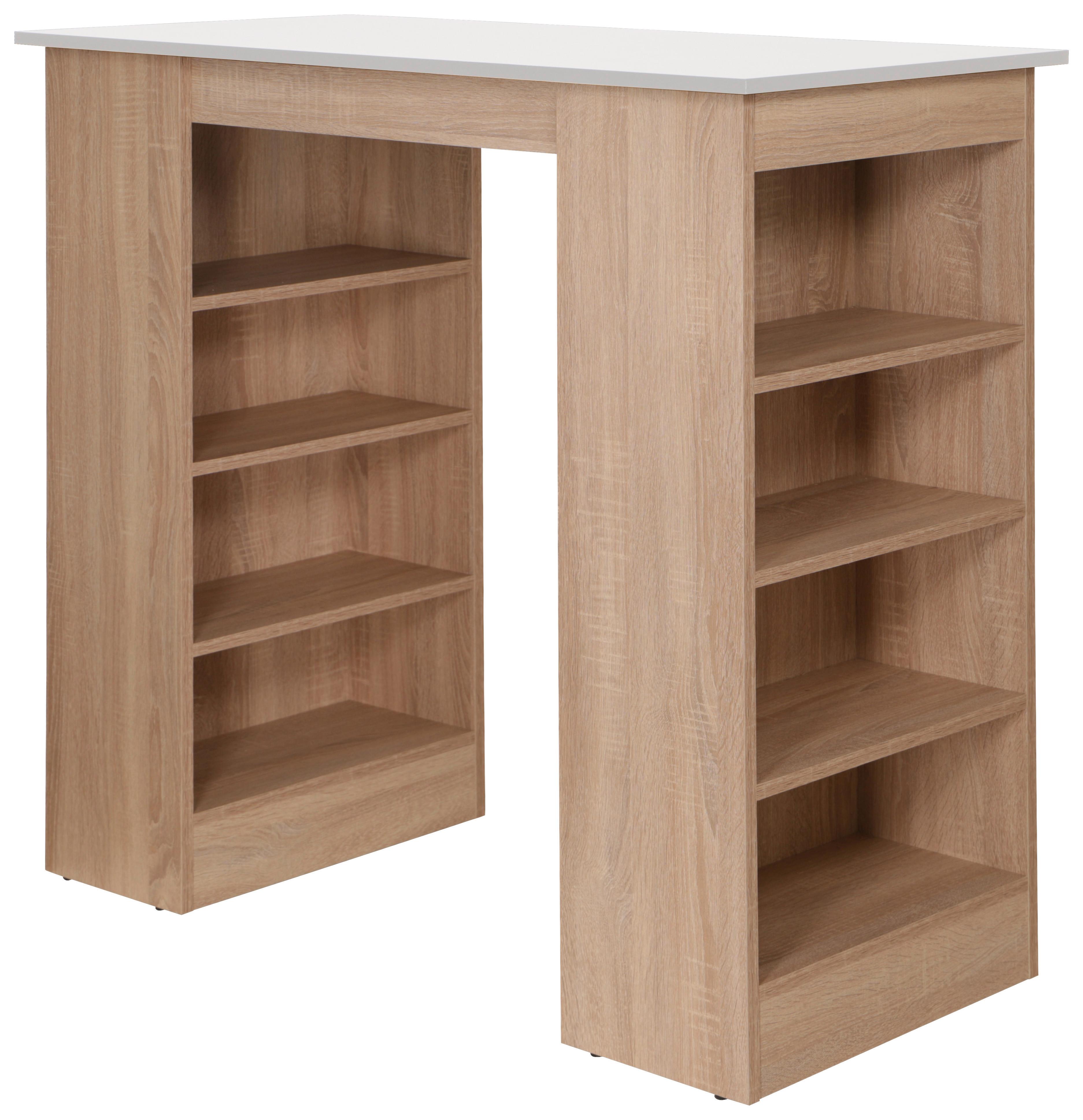 Barový stôl MERLE dub / biela - biela/farba duba, Design, kompozitné drevo (103/50/115cm) - Respekta