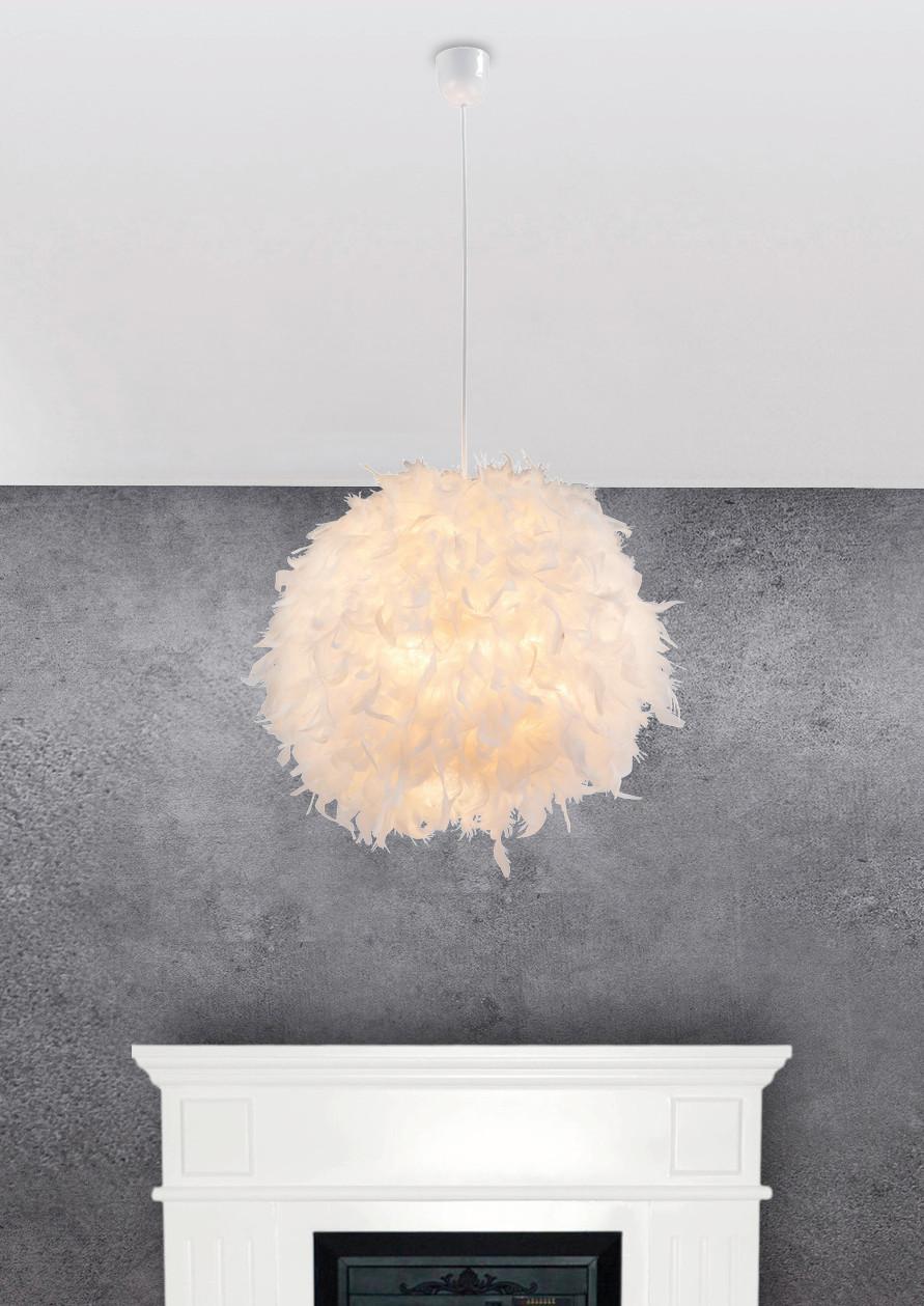 Hängeleuchte Katunga H: 120 Cm 1-Flammig - Weiß, Basics, Kunststoff/Textil (45/120cm) - Globo