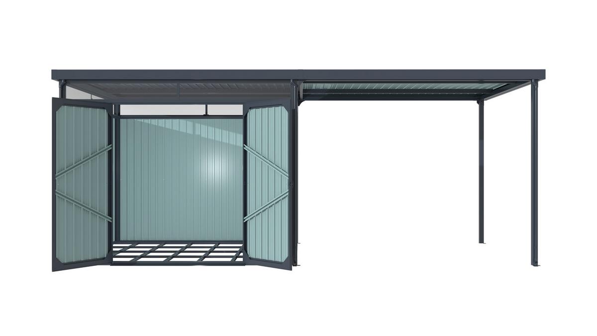 Gerätehaus mit Pultdach 576x226x245 cm - Anthrazit, Basics, Metall (576/226/245cm)