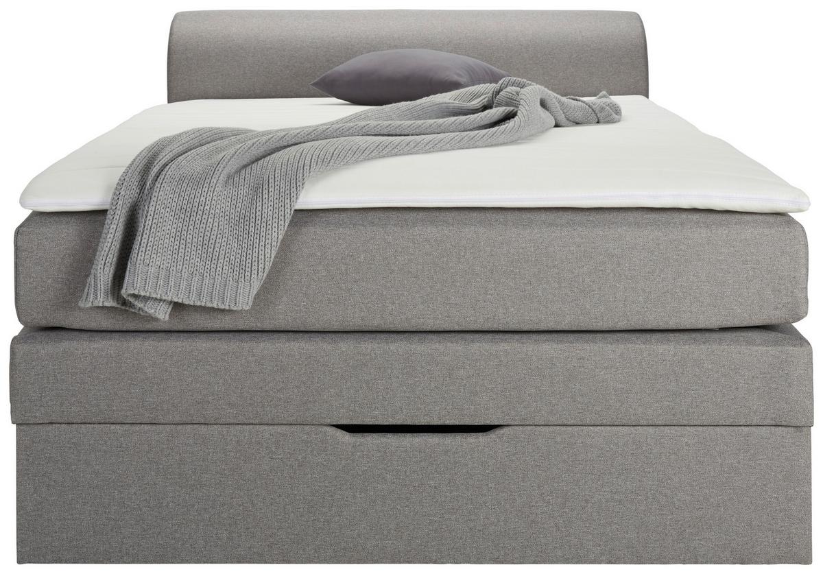 Boxspring posteľ FLEXI s úložným priestorom, 140x200 - čierna/sivá, Konventionell, textil/plast (140/200cm) - Based