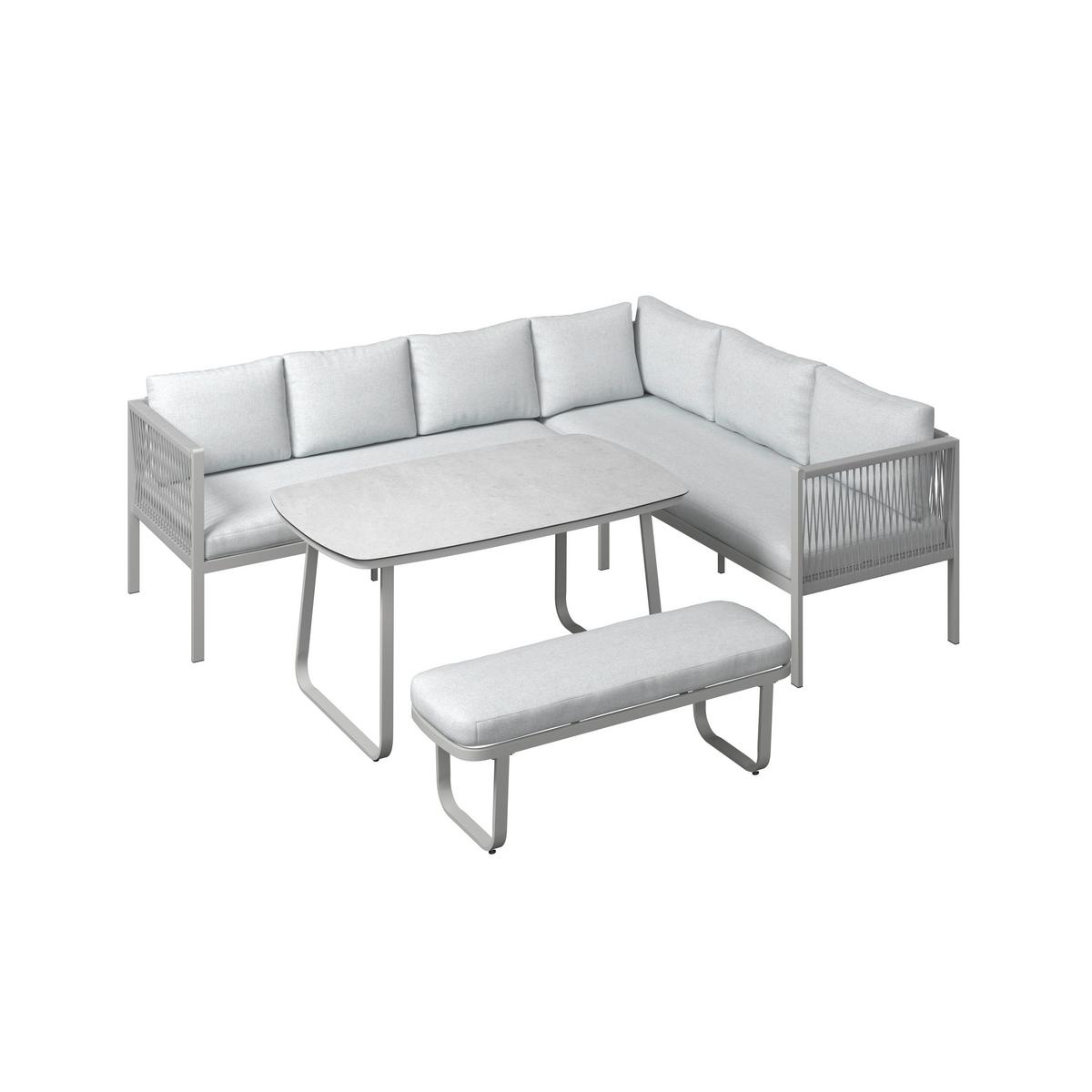 Loungegarnitur Auckland - Beige/Creme, MODERN, Glas/Textil (242/195cm) - Beldano