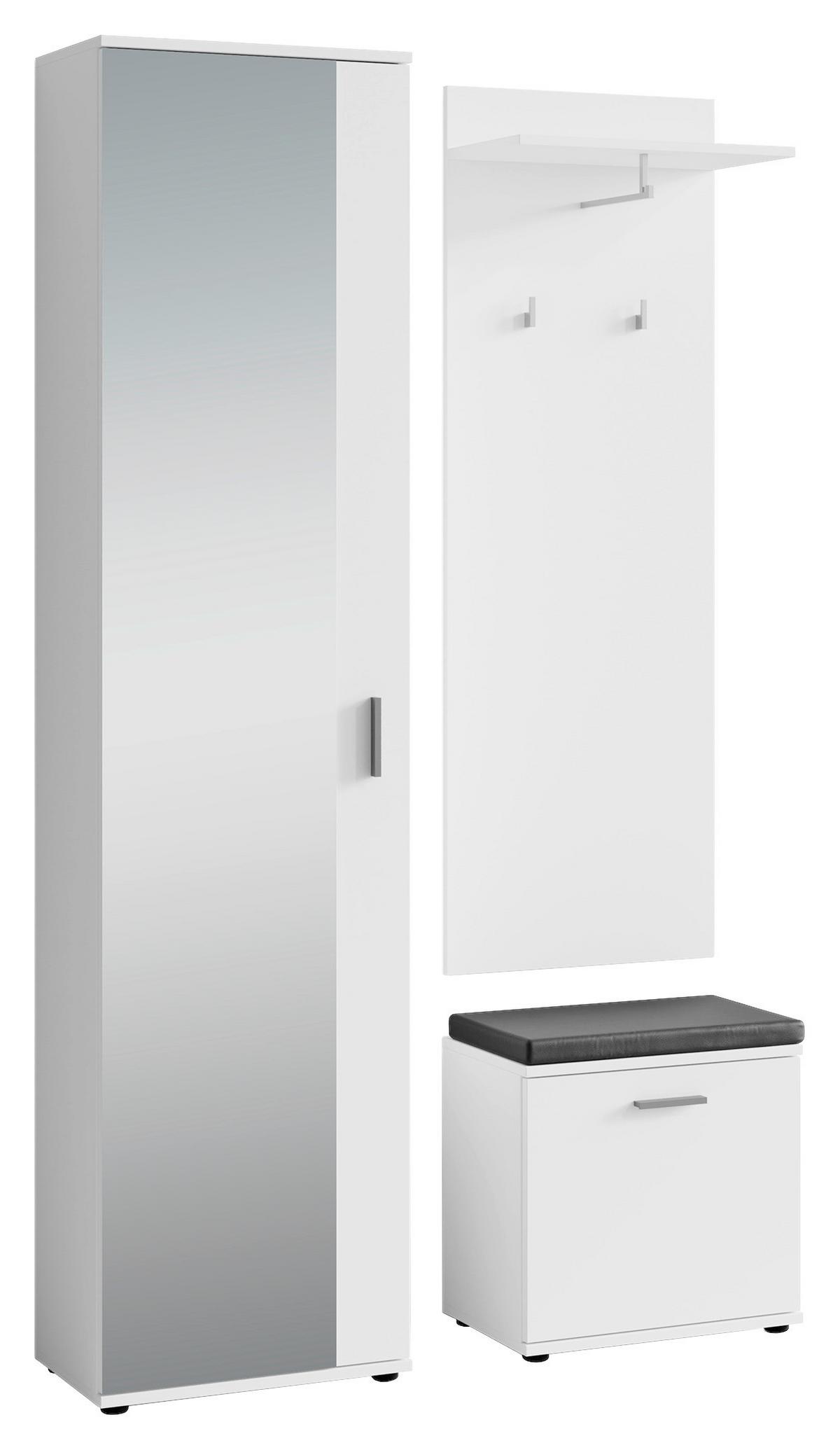 Garderobe Jakob 4-teilig Schwarz/weiß B: 49 Cm - Schwarz/Weiß, Design, Holzwerkstoff (49/196/30cm) - MID.YOU