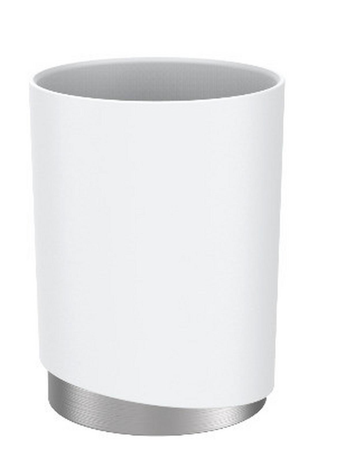 POHÁR NA ZUBNÉ KEFKY CHRIS - biela, Modern, kov/plast (8/11cm) - Premium Living