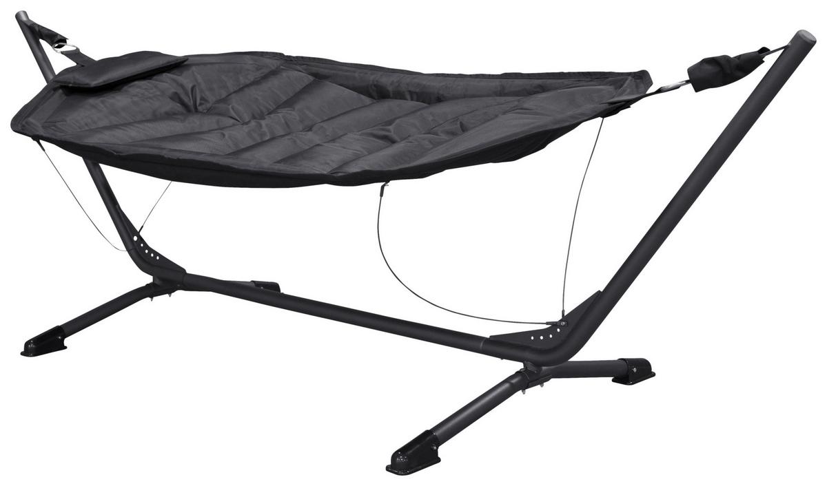 Hängematte Niño - Schwarz, KONVENTIONELL, Textil/Metall (115/104/305cm) - Gardenson