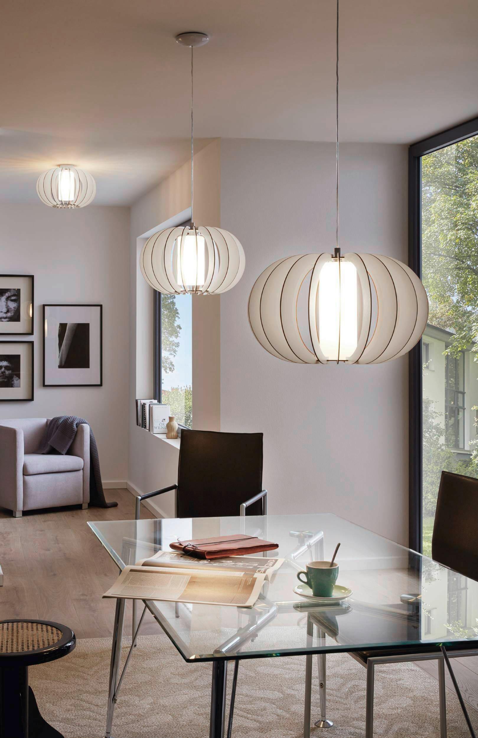 Deckenleuchte 95605* Stellato 2 - Weiß, Basics, Glas/Holz (40/27,5cm) - Eglo