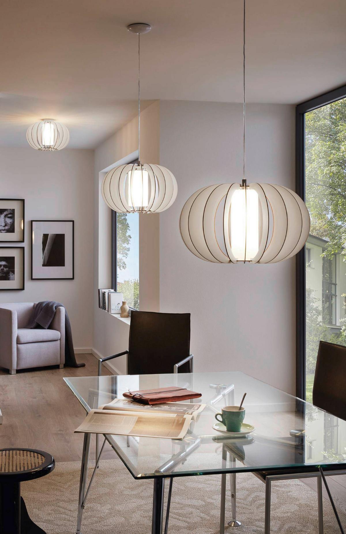 Deckenleuchte 95605* Stellato 2 - Weiß, Basics, Glas/Holz (40/27,5cm) - Eglo