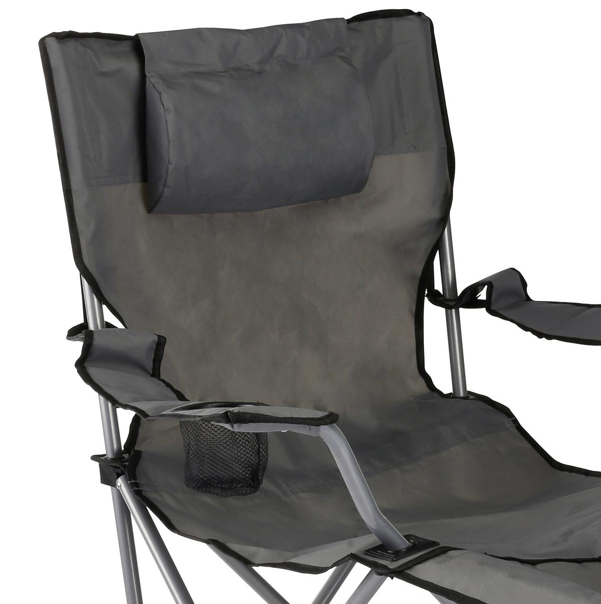 Campingstuhl Klappbar Mit Getränkehalter Und Staufächern - Grau, Basics, Textil/Metall (60/88/118cm)