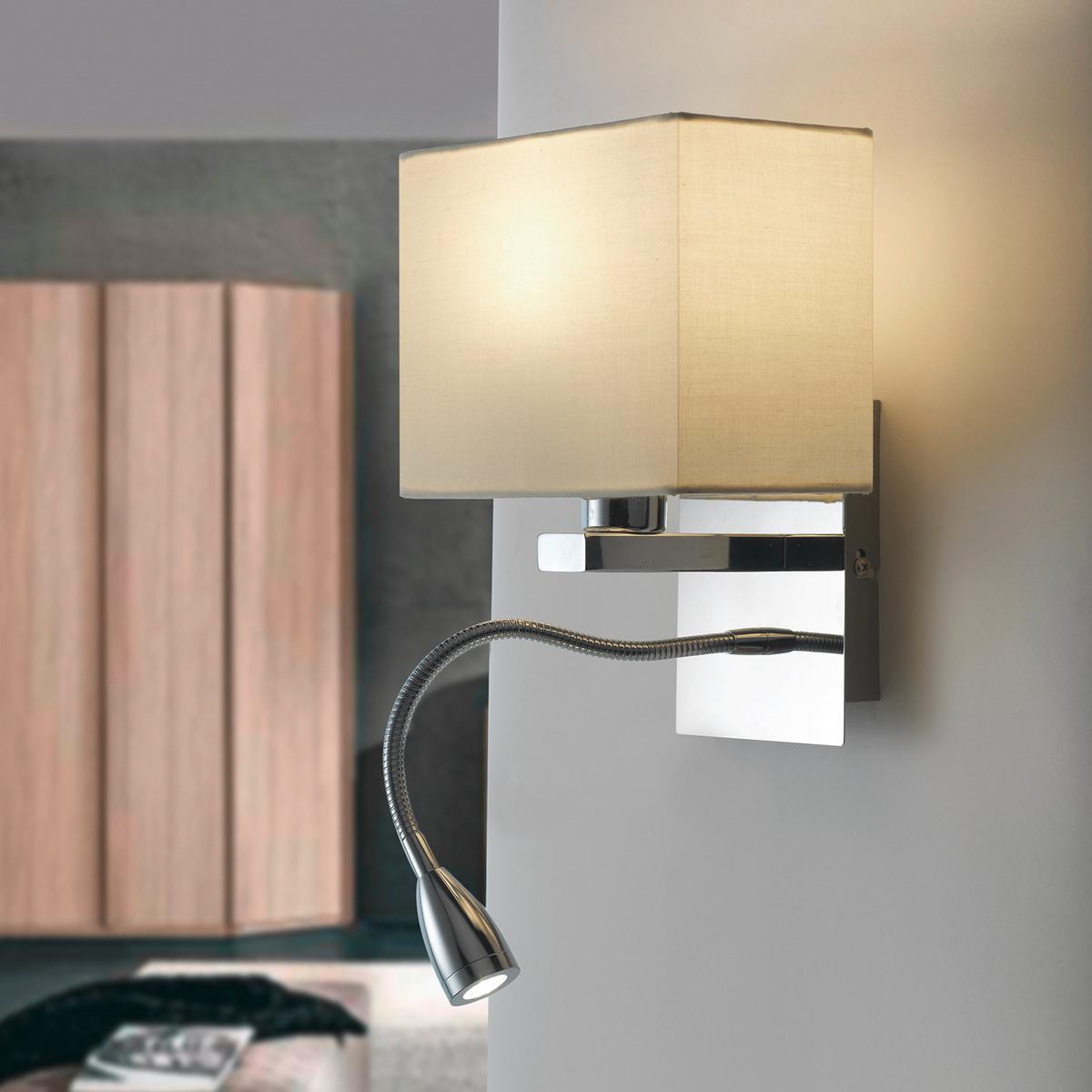 LED-Wandleuchte 4933/Apq - Chromfarben/Weiß, KONVENTIONELL, Textil/Metall (17/15/44cm)