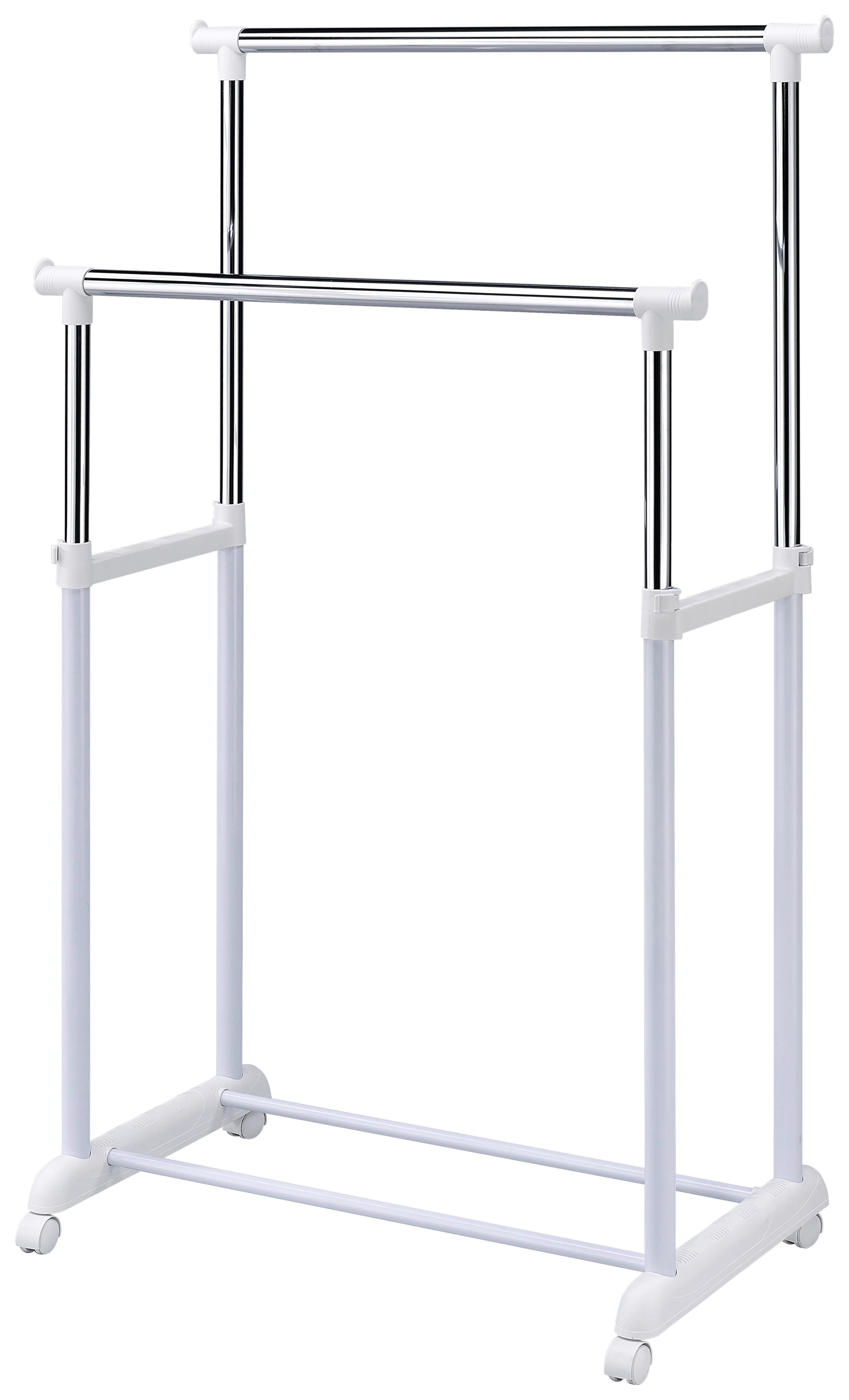 Kleiderwagen Naomi 5 Chromfarben/weiß B: 84 Cm - Chromfarben/Weiß, MODERN, Kunststoff/Metall (84/94-168/44cm)