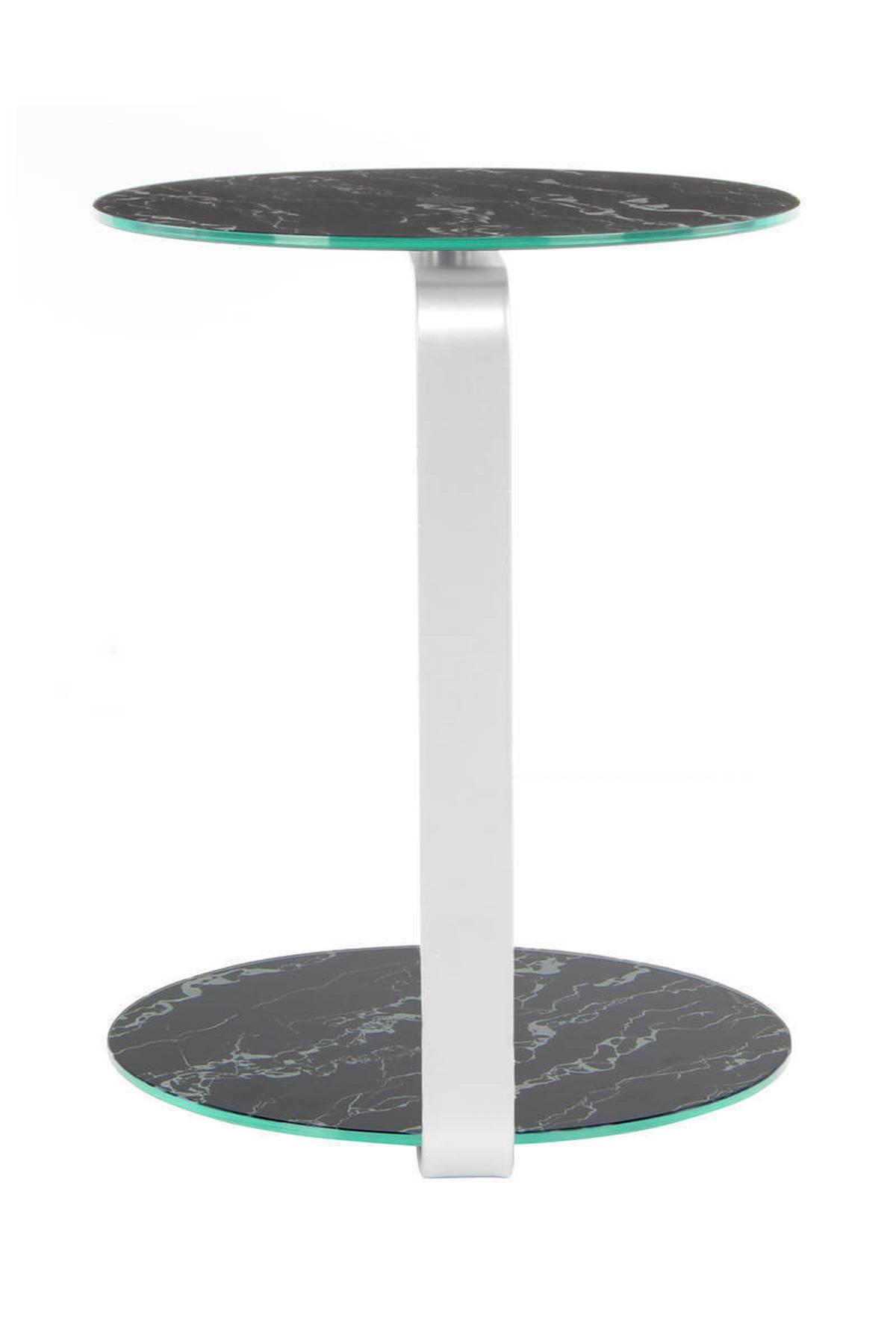 Beistelltisch Mit 2 Platten Quentin Schwarz/Silberfarben - Silberfarben/Schwarz, Basics, Glas/Holzwerkstoff (40/40/53cm) - Kayoom