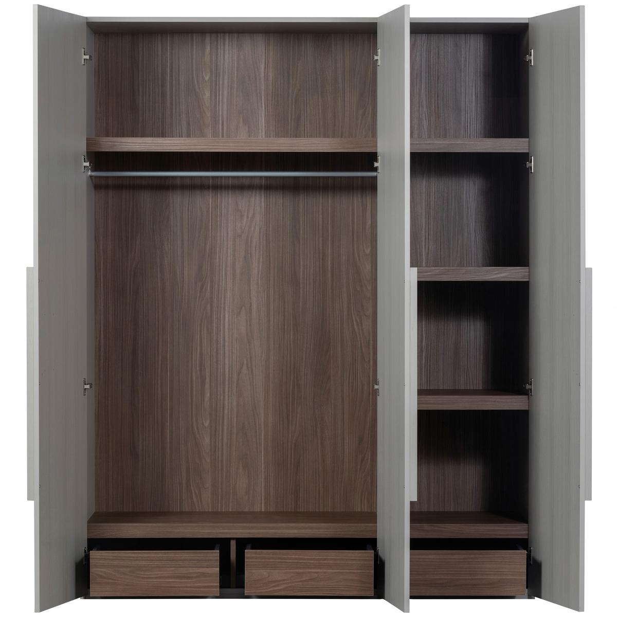 Drehtürenschrank Rens, Grau B: 165 Cm - Walnussfarben/Grau, Design, Holz (165/210/58cm) - Livetastic