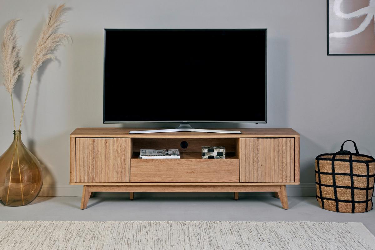 Lowboard Wave TV 170 B: 169,5 cm Eichefarben - Eichefarben, MODERN, Holzwerkstoff (169,50/54,5/40cm) - Livetastic