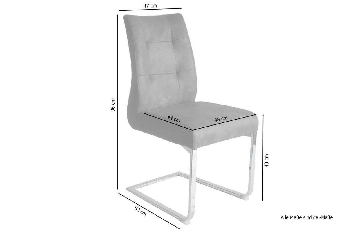 Schwingstuhl-Set Marlen XXL Anthrazit/Silberfarben B: 47cm - Anthrazit/Silberfarben, LIFESTYLE, Textil/Metall (47/96/62cm) - MID.YOU