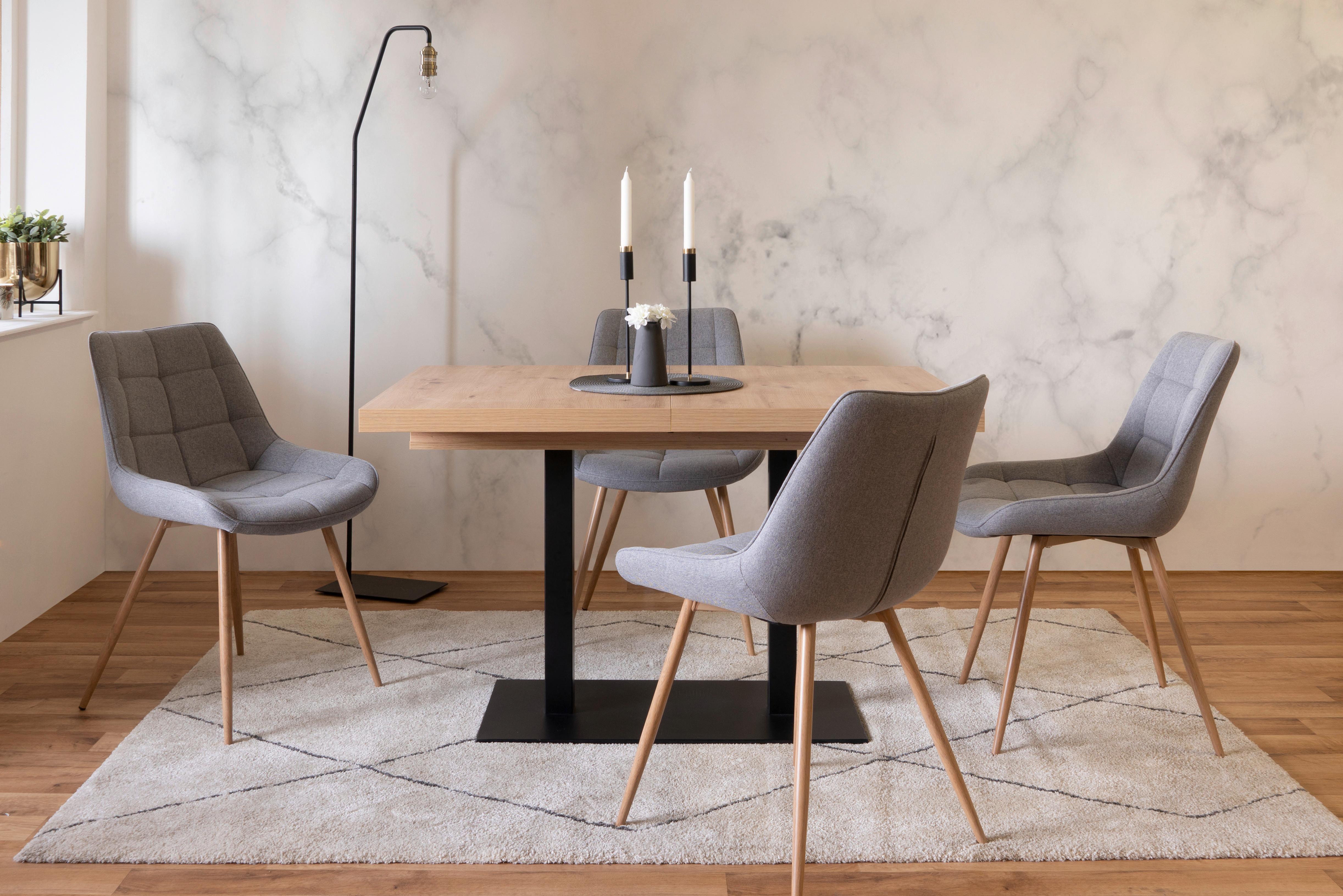 Kihúzható Étkezőasztal Quadrato - fekete/Artisan tölgy, Konventionell, faalapú anyag/fém (120/80/74cm) - MID.YOU