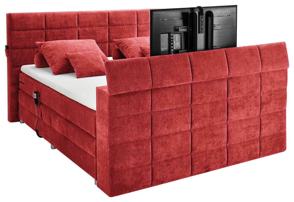Boxspringbett Mit Topper 180x200 Cm Denver - Rot, KONVENTIONELL, Textil (180/200cm) - Carryhome