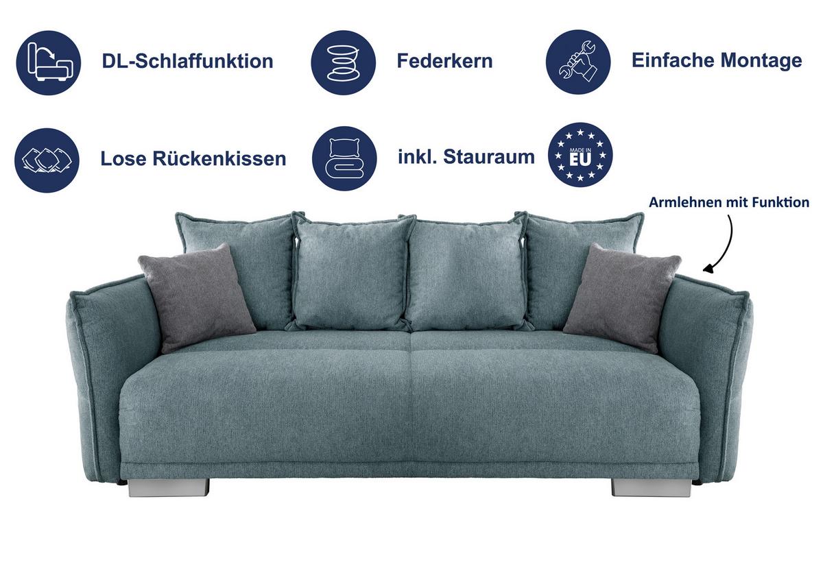 Bigsofa Pera, Silberfarben B: 242 cm - Chromfarben/Silberfarben, MODERN, Textil (242/71/90/131cm) - Livetastic