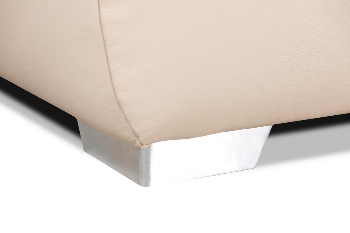 Schlafsofa mit Kissen Nikita Leder - Chromfarben/Beige, KONVENTIONELL, Leder (195/85/90cm) - Livetastic