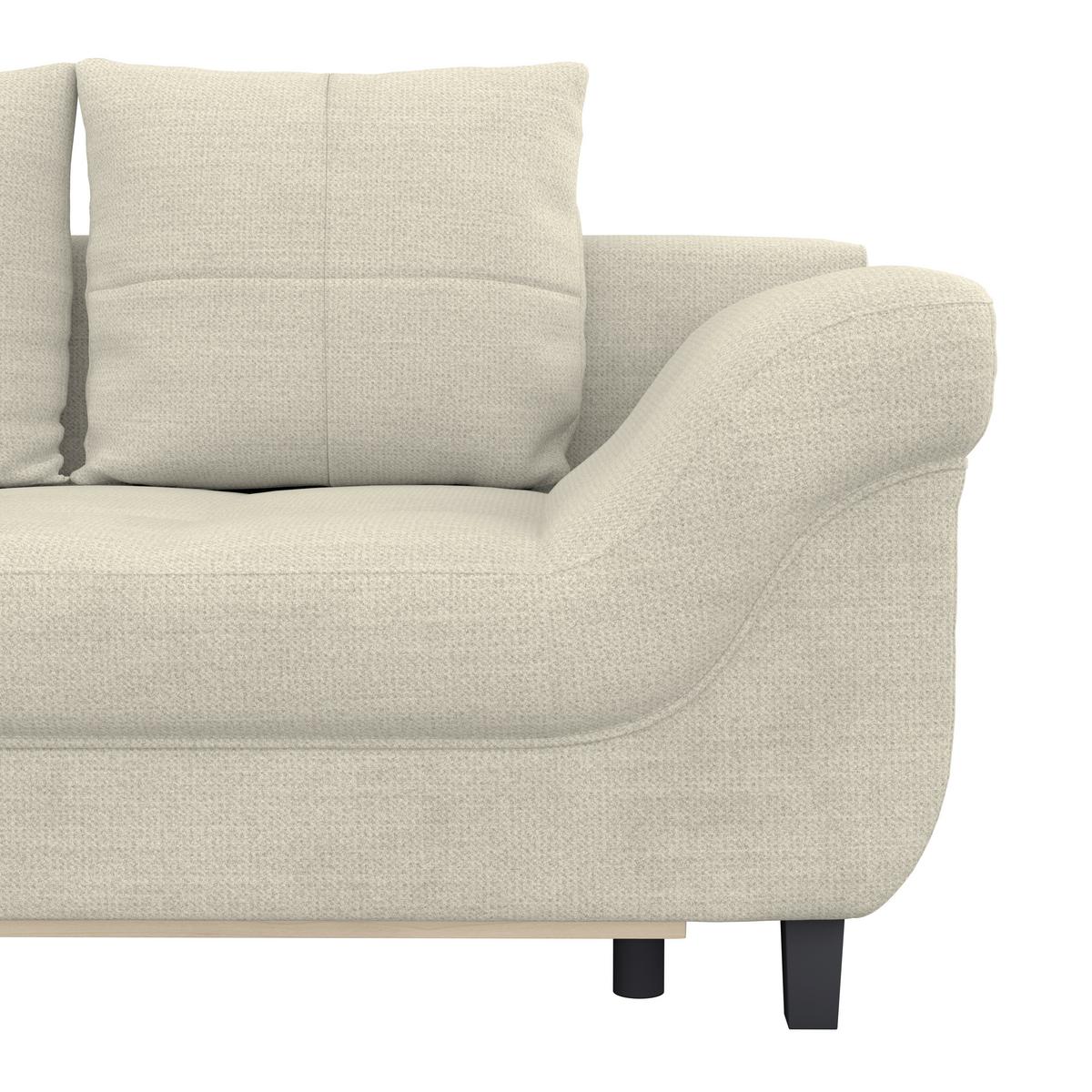 Ecksofa mit Schlaffunktion Mendoza New Chenille 197x309cm - Hellgrau/Schwarz, KONVENTIONELL, Textil (197/309cm) - Ondega