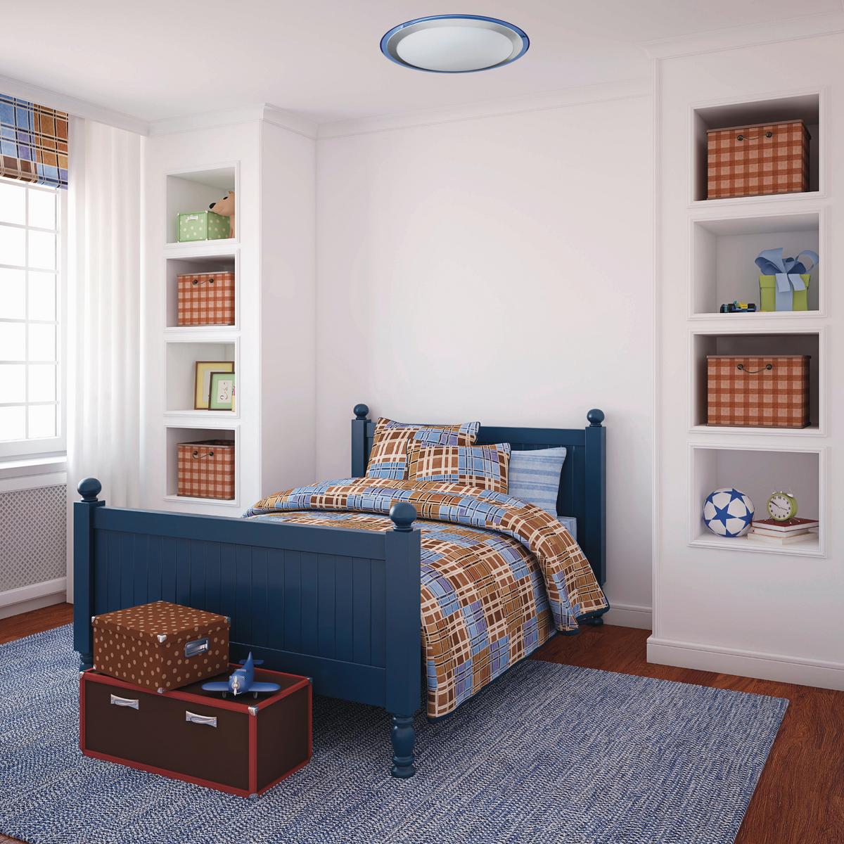 Led-deckenleuchte Ø 33 Cm Rund - Blau/Silberfarben, Basics, Kunststoff/Metall (33cm) - Näve