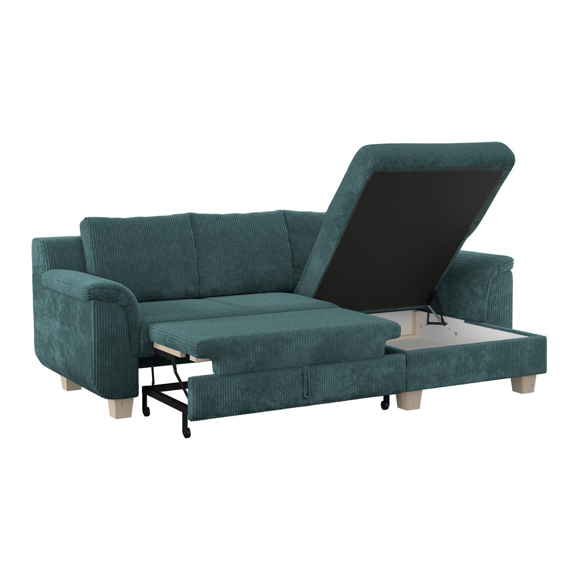 Ecksofa Alex - Naturfarben/Hellblau, MODERN, Textil (246/88cm)