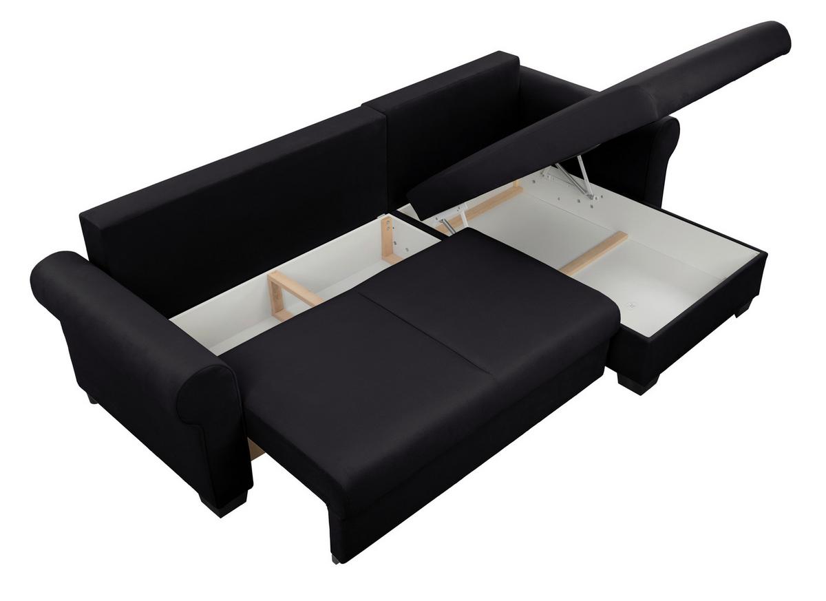 Ecksofa Arles Schwarz 25 S: 266x161 Cm - Buchefarben/Schwarz, Design, Textil (266/161cm) - MID.YOU