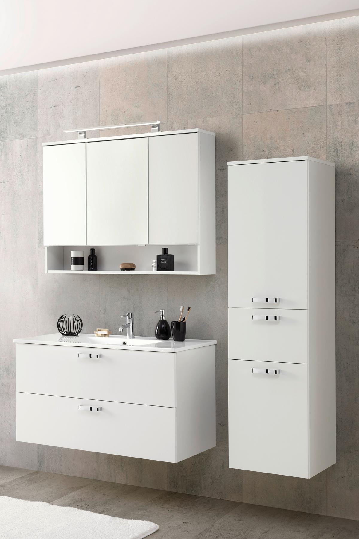Badezimmer Hochschrank Bxh 40x147 Cm Weiß - Weiß, KONVENTIONELL, Holzwerkstoff (40/147/38,5cm) - Ondega