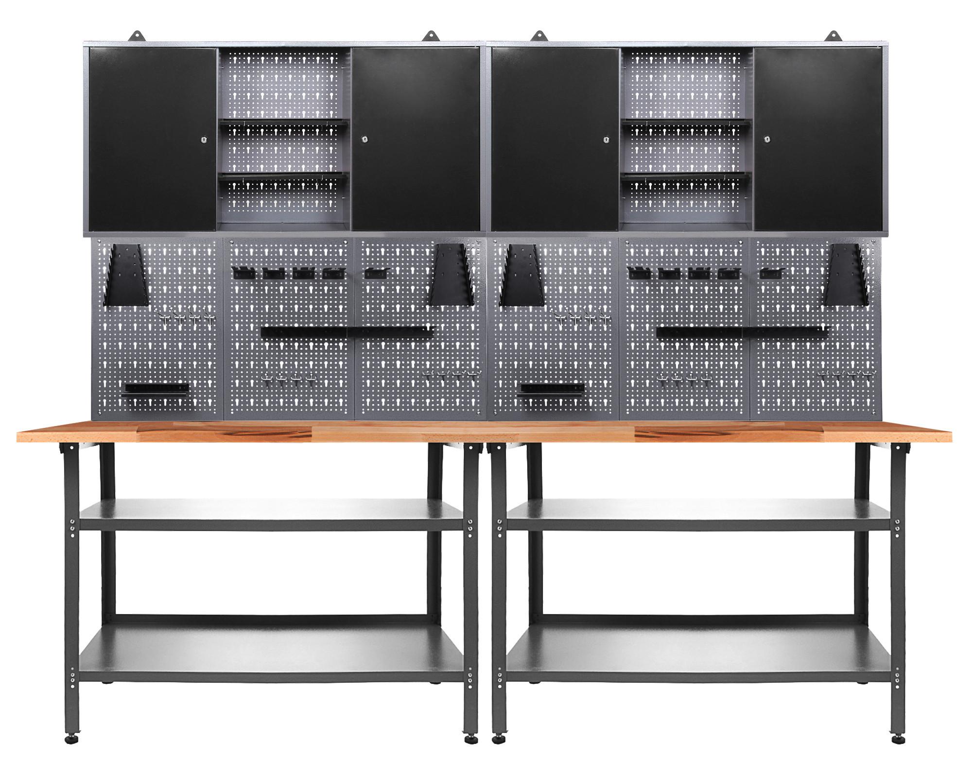 Werkbank-set Nobbi Echtholz/stahl B: 240 Cm