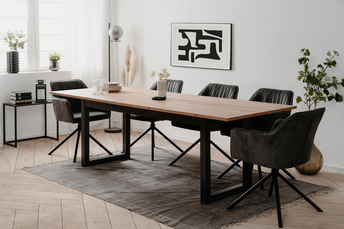 Esstisch Denver 80c - Anthrazit/Eiche Artisan, Basics, Holzwerkstoff (200/90/75cm) - MID.YOU