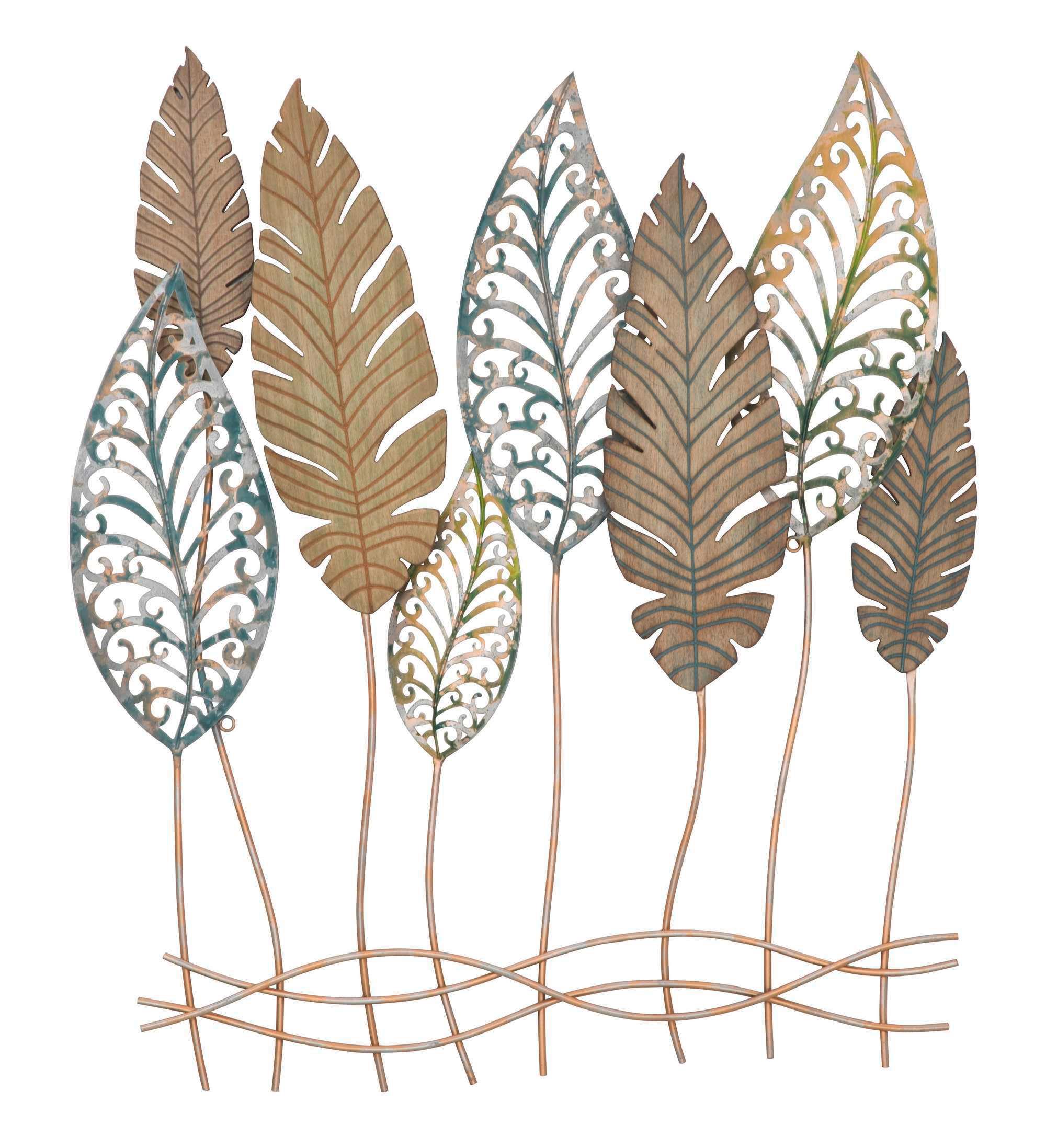 Wanddeko Leafs -c- Braun Schwarz B: 87 Cm - Schwarz/Braun, Basics, Holzwerkstoff/Metall (87/75/2.5cm)