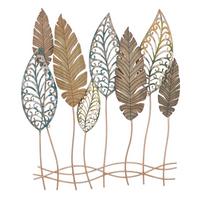 Wanddeko Leafs -c- Braun Schwarz B: 87 Cm - Schwarz/Braun, Basics, Holzwerkstoff/Metall (87/75/2.5cm)