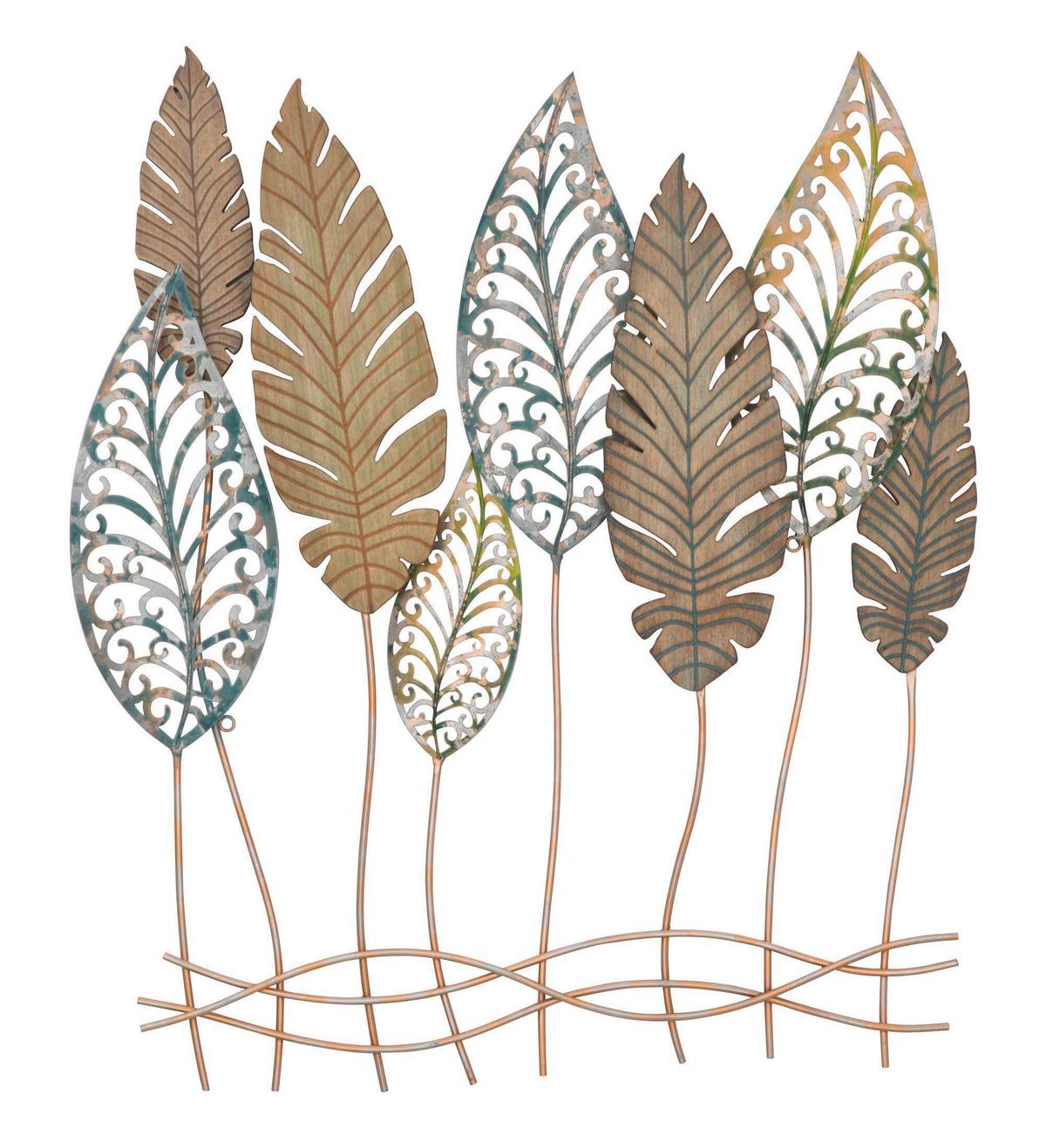 Wanddeko Leafs -c- Braun Schwarz B: 87 Cm - Schwarz/Braun, Basics, Holzwerkstoff/Metall (87/75/2.5cm)