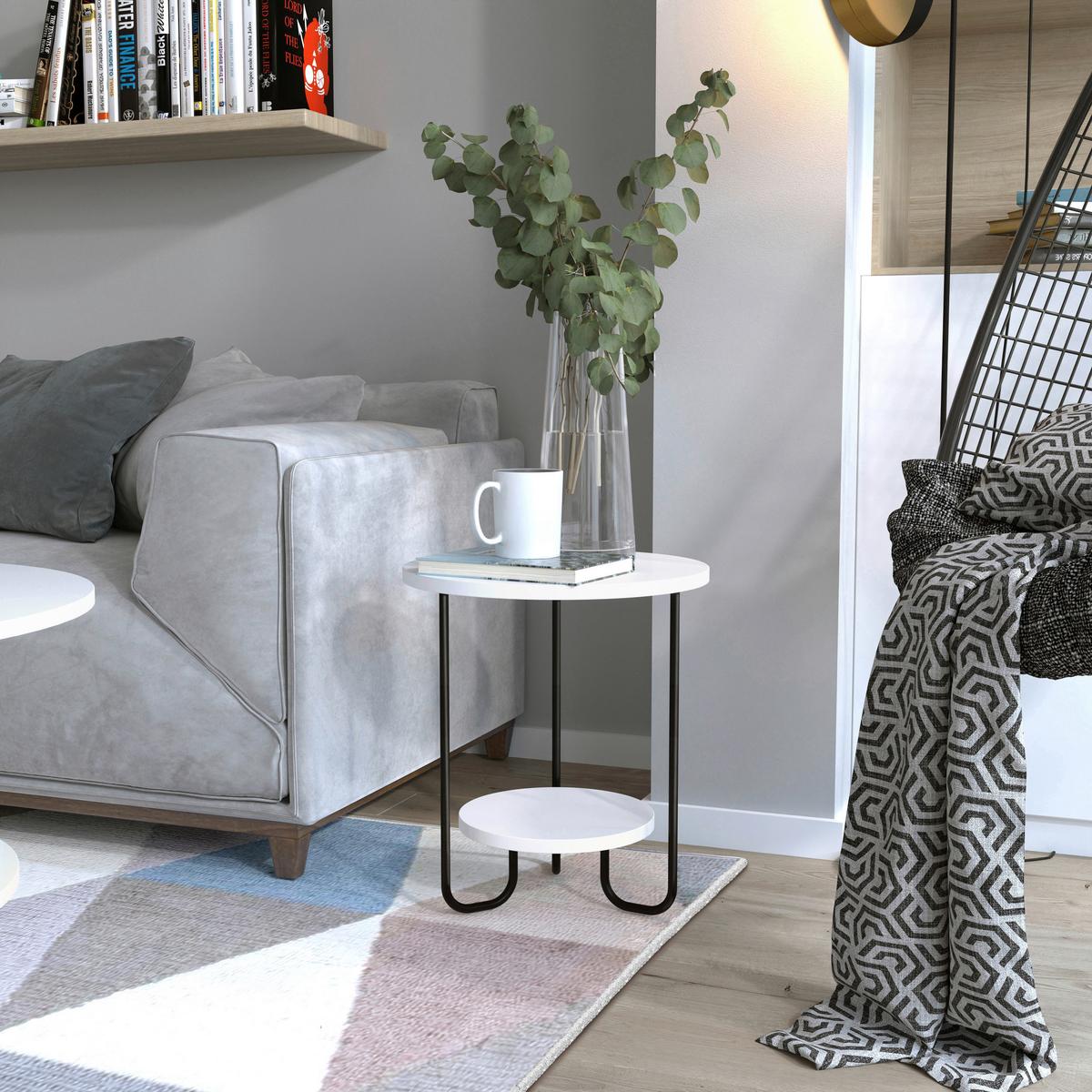Beistelltisch Corro Beistellstisch - Schwarz/Weiß, Design, Holzwerkstoff/Metall (40/40/45cm) - Livetastic