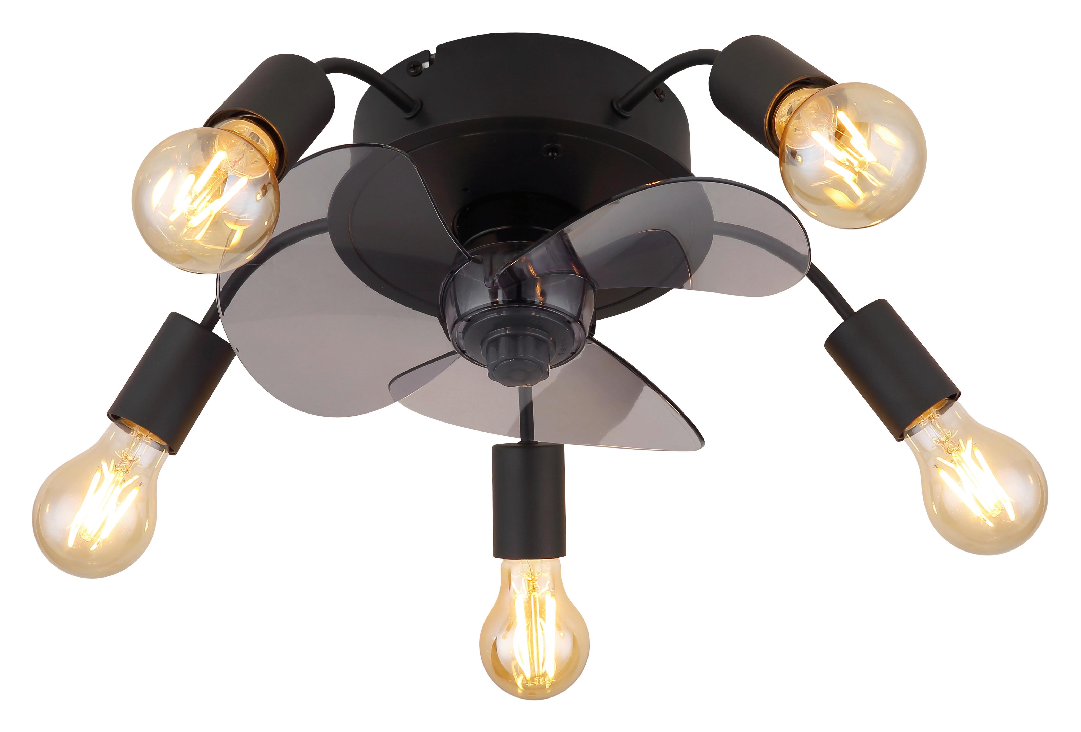 Deckenventilator 03647 Alisha - Hellgrau/Schwarz, Basics, Kunststoff/Metall (42/15cm) - Globo