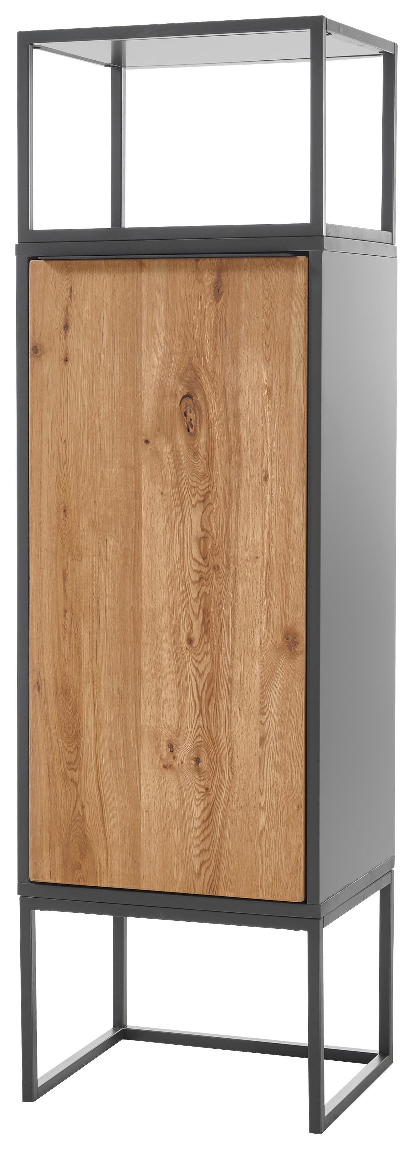 Regal mit Drehtür Asmara B: 50 cm Anthrazit/Eiche Dekor - Eichefarben/Anthrazit, MODERN, Holzwerkstoff (50/165/40cm) - Livetastic