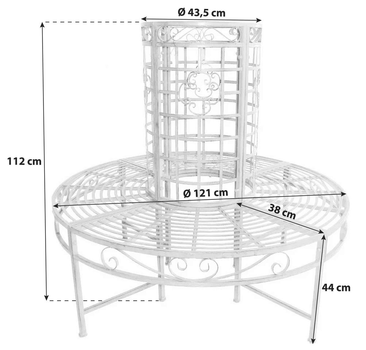 Baumbank Metall 8-Sitzer Larissa Rund - Weiß, Basics, Metall (148/96/55cm)