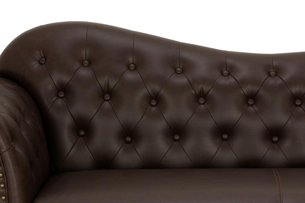 Chesterfield-sofa Christel Braun 3-Sitzer B: 208 Cm - Dunkelbraun/Braun, KONVENTIONELL, Textil (208/94/90cm) - Livetastic