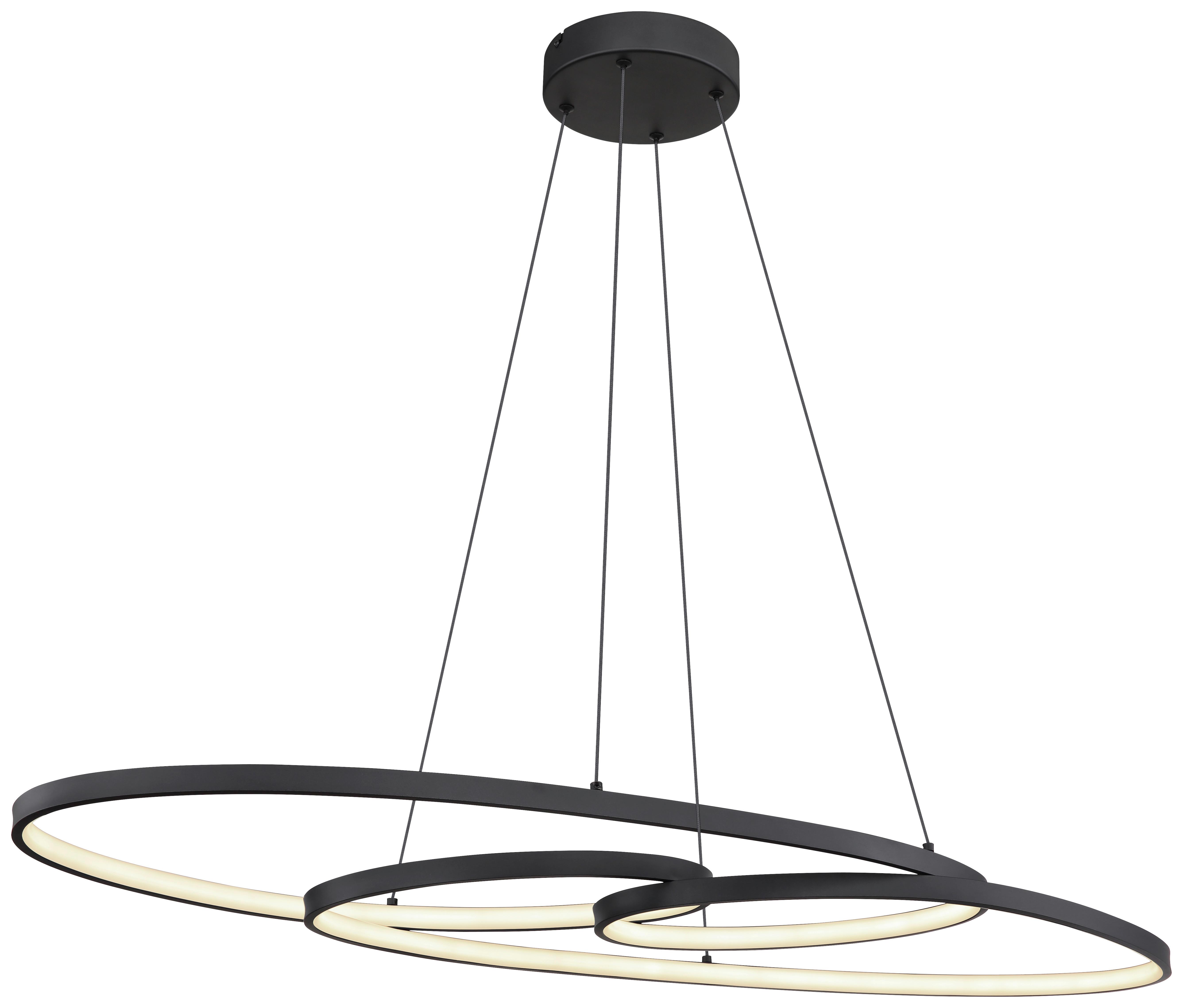 ZÁVESNÉ LED SVIETIDLO ITI - čierna/opálová, Modern, kov/plast (20/36/100cm) - Mömax