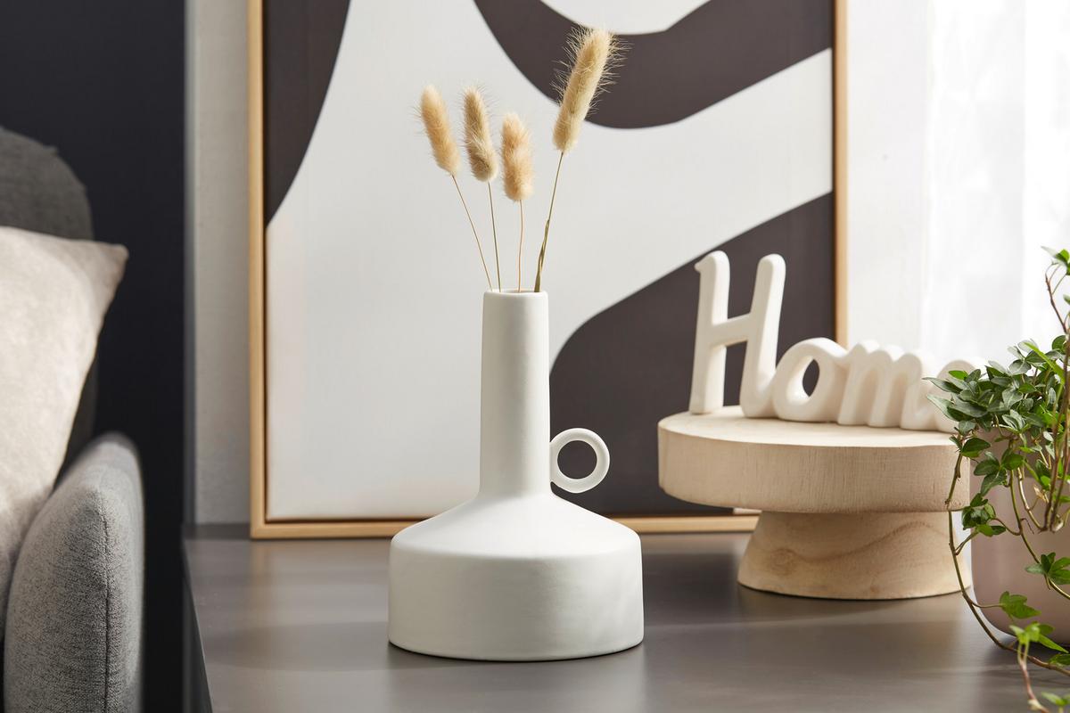 Vase Eliott Bauchig Keramik Weiß H: 19,2 cm - Weiß, Basics, Keramik (14/19,2cm) - Luca Bessoni