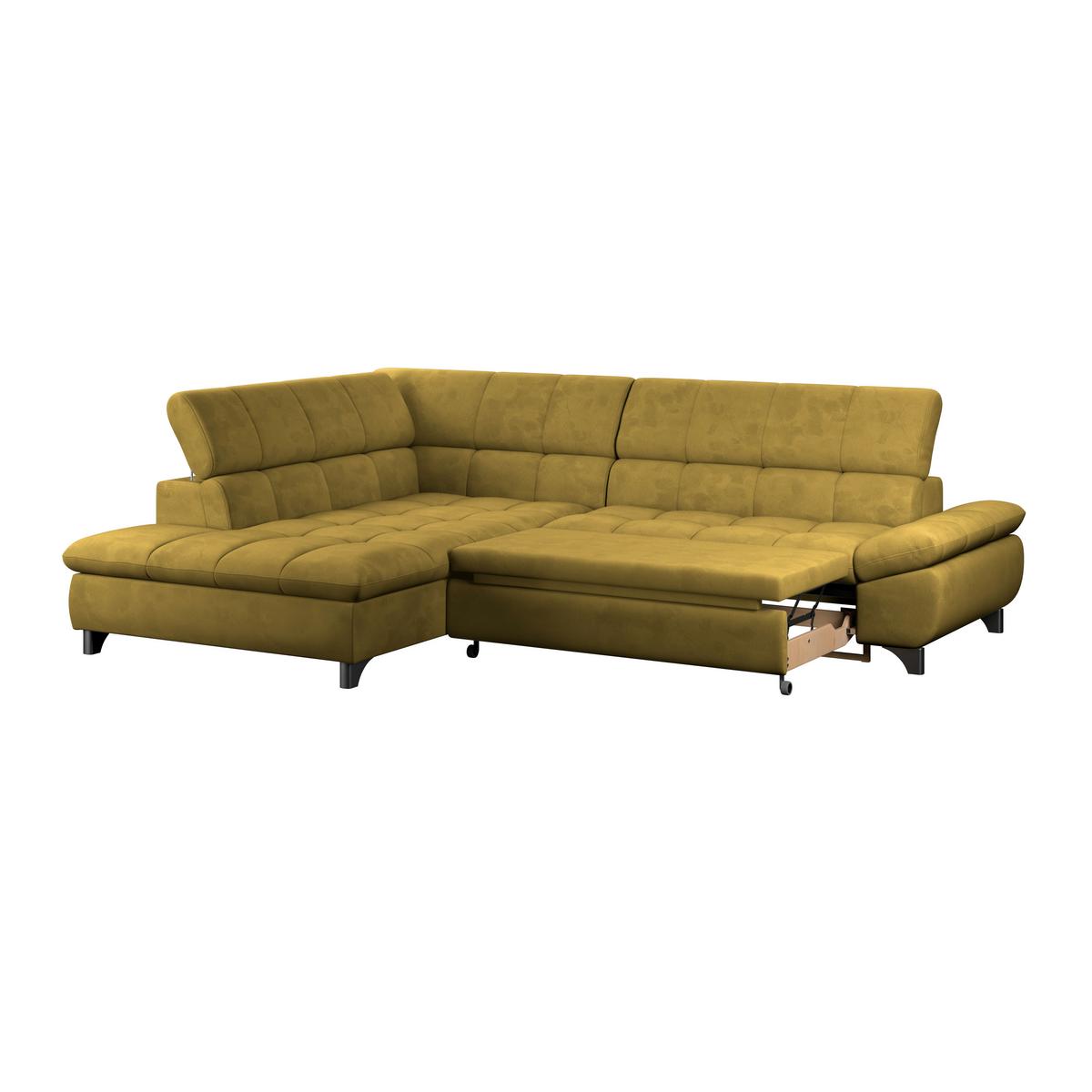 Eckbank Gemini Senfgelb, B: 234cm - Chromfarben/Senfgelb, KONVENTIONELL, Textil (234/312cm)