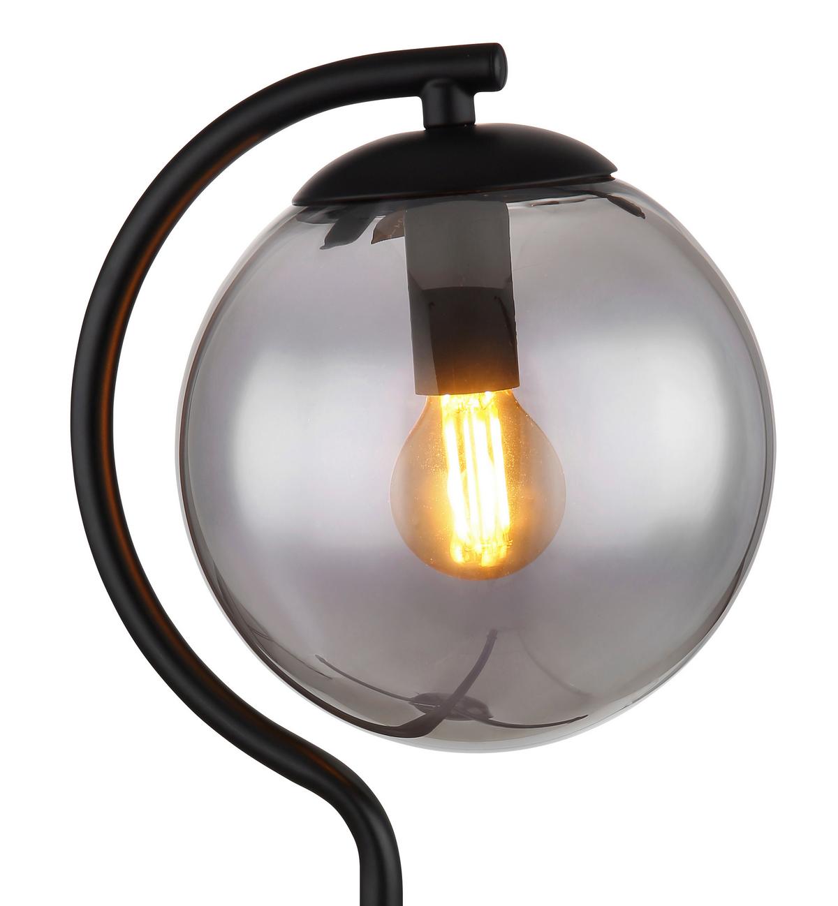 Tischlampe Porry Schwarz Mit Wippschalter - Schwarz, Basics, Glas/Metall (35/35cm) - Globo