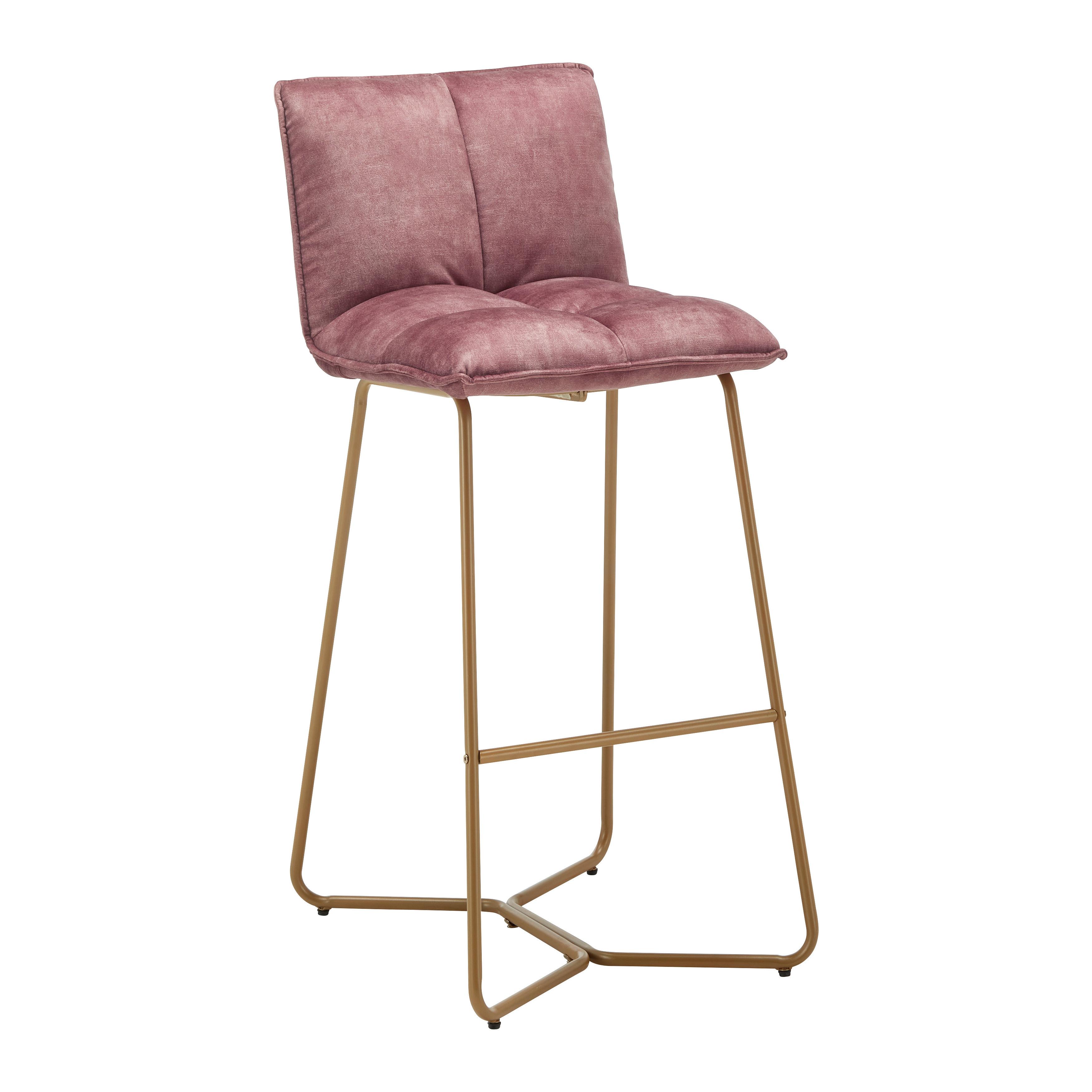 Barová židle Fonia ze sametu - bobulová - barvy zlata/bobulová, Moderní, kov/dřevo (46/103,5/57cm) - P & B